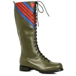 NWT Stylish Olive Green Lace-Up Knee High Ellie Boots